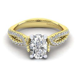 14K White-Yellow Gold Oval Diamond Engagement Ring Surrey Vancouver Canada Langley Burnaby Richmond