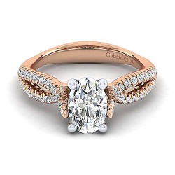 14K White-Rose Gold Oval Diamond Engagement Ring Surrey Vancouver Canada Langley Burnaby Richmond