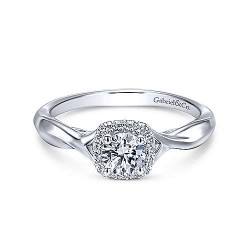 14K White Gold Round Halo Diamond Engagement Ring Surrey Vancouver Canada Langley Burnaby Richmond