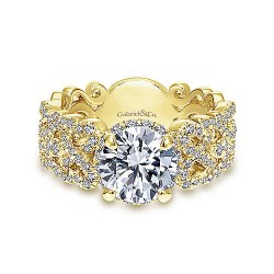 14K Yellow Gold Round Halo Diamond Engagement Ring Surrey Vancouver Canada Langley Burnaby Richmond