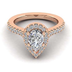 14K Rose Gold Pear Shape Halo Diamond Engagement Ring Surrey Vancouver Canada Langley Burnaby Richmond