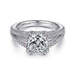 14K White Gold Cushion Cut Diamond Engagement Ring Surrey Vancouver Canada Langley Burnaby Richmond