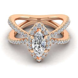 14K Rose Gold Marquise Halo Diamond Engagement Ring Surrey Vancouver Canada Langley Burnaby Richmond