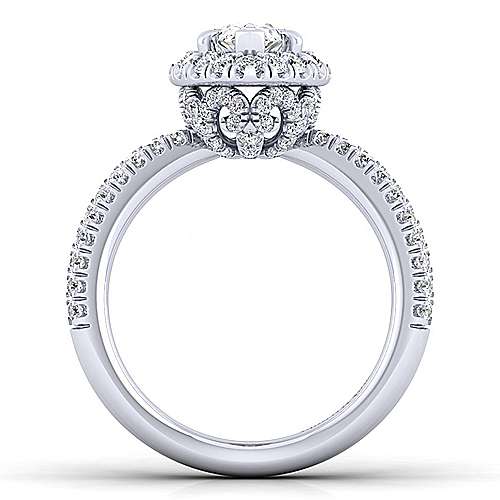 14K White Halo 14K White Gold Pear Shape Halo Diamond Engagement Ring Surrey Vancouver Canada Langley Burnaby Richmond