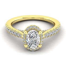 14K Yellow Gold Oval Halo Diamond Engagement Ring Surrey Vancouver Canada Langley Burnaby Richmond