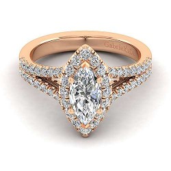 14K Rose Gold Marquise Halo Diamond Engagement Ring Surrey Vancouver Canada Langley Burnaby Richmond