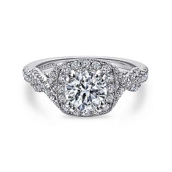 14K White Gold Round Halo Diamond Engagement Ring Surrey Vancouver Canada Langley Burnaby Richmond