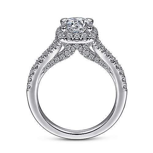 14K White Halo 14K White Gold Cushion Halo Round Diamond Engagement Ring Surrey Vancouver Canada Langley Burnaby Richmond