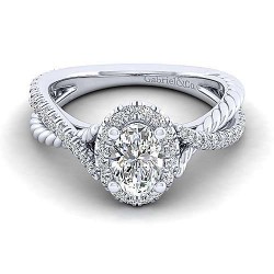 14K White Gold Oval Halo Diamond Engagement Ring Surrey Vancouver Canada Langley Burnaby Richmond