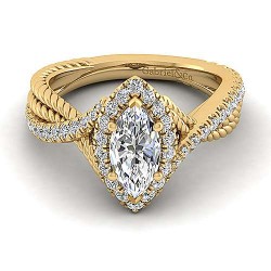 14K Yellow Gold Marquise Halo Diamond Engagement Ring Surrey Vancouver Canada Langley Burnaby Richmond