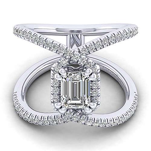 platinum Platinum Halo Platinum Halo Emerald Cut Diamond Engagement Ring Surrey Vancouver Canada Langley Burnaby Richmond