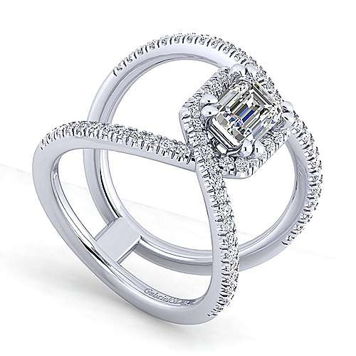 platinum Platinum Halo Platinum Halo Emerald Cut Diamond Engagement Ring Surrey Vancouver Canada Langley Burnaby Richmond