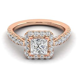 14K Rose Gold Princess Halo Diamond Engagement Ring Surrey Vancouver Canada Langley Burnaby Richmond