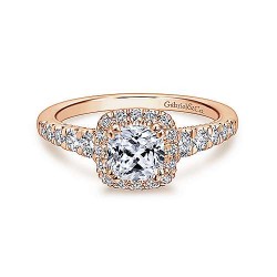 14K Rose Gold Cushion Halo Diamond Engagement Ring Surrey Vancouver Canada Langley Burnaby Richmond