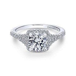 14K White Gold Round Halo Diamond Engagement Ring Surrey Vancouver Canada Langley Burnaby Richmond