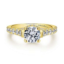 14K Yellow Gold Hidden Halo Round Diamond Engagement Ring Surrey Vancouver Canada Langley Burnaby Richmond