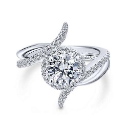 14K White Gold Round Halo Diamond Engagement Ring Surrey Vancouver Canada Langley Burnaby Richmond