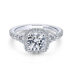 Platinum Cushion Halo Round Diamond Engagement Ring Surrey Vancouver Canada Langley Burnaby Richmond