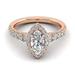 14K Rose Gold Marquise Halo Diamond Engagement Ring Surrey Vancouver Canada Langley Burnaby Richmond