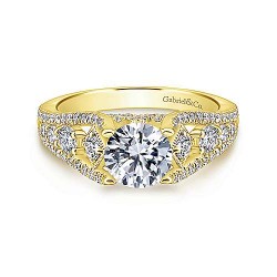 14K Yellow Gold Split Shank Round Diamond Engagement Ring Surrey Vancouver Canada Langley Burnaby Richmond