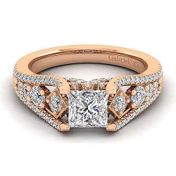 14K Rose Gold Princess Cut Diamond Engagement Ring Surrey Vancouver Canada Langley Burnaby Richmond