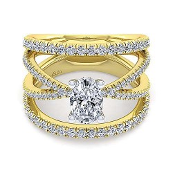 14K White-Yellow Gold Oval Diamond Engagement Ring Surrey Vancouver Canada Langley Burnaby Richmond