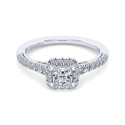 14K White Gold Princess Halo Diamond Engagement Ring Surrey Vancouver Canada Langley Burnaby Richmond