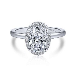 18K White Gold Oval Halo Diamond Engagement Ring Surrey Vancouver Canada Langley Burnaby Richmond