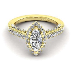 14K Yellow Gold Marquise Halo Diamond Engagement Ring Surrey Vancouver Canada Langley Burnaby Richmond