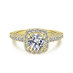 14K Yellow Gold Round Halo Diamond Engagement Ring Surrey Vancouver Canada Langley Burnaby Richmond