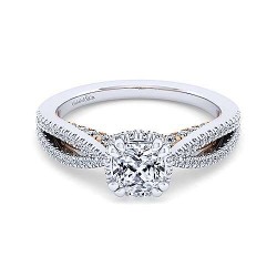 14K White-Rose Gold Cushion Cut Diamond Engagement Ring Surrey Vancouver Canada Langley Burnaby Richmond