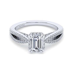 14K White Gold Emerald Cut Diamond Engagement Ring Surrey Vancouver Canada Langley Burnaby Richmond