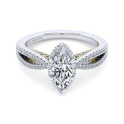 14K White-Yellow Gold Marquise Shape Diamond Engagement Ring Surrey Vancouver Canada Langley Burnaby Richmond