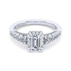 14K White Gold Hidden Halo Emerald Cut Diamond Engagement Ring Surrey Vancouver Canada Langley Burnaby Richmond