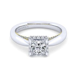 14K White-Yellow Gold Princess Cut Diamond Engagement Ring Surrey Vancouver Canada Langley Burnaby Richmond