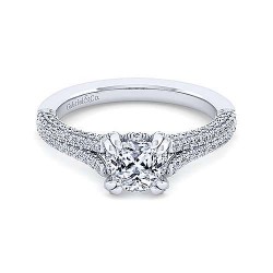 14K White Gold Cushion Cut Diamond Engagement Ring Surrey Vancouver Canada Langley Burnaby Richmond