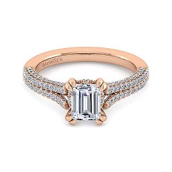 14K Rose Gold Emerald Cut Diamond Engagement Ring Surrey Vancouver Canada Langley Burnaby Richmond