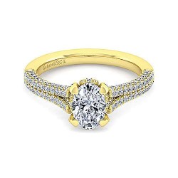 14K Yellow Gold Oval Diamond Engagement Ring Surrey Vancouver Canada Langley Burnaby Richmond