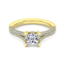 14K Yellow Gold Princess Cut Diamond Engagement Ring Surrey Vancouver Canada Langley Burnaby Richmond