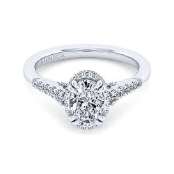 14K White Gold Hidden Halo Oval Diamond Engagement Ring Surrey Vancouver Canada Langley Burnaby Richmond