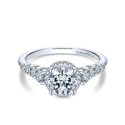 14K White Gold Hidden Halo Round Diamond Engagement Ring Surrey Vancouver Canada Langley Burnaby Richmond