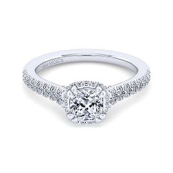 14K White Gold Hidden Halo Cushion Cut Diamond Engagement Ring Surrey Vancouver Canada Langley Burnaby Richmond