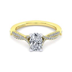 14K White-Yellow Gold Oval Diamond Engagement Ring Surrey Vancouver Canada Langley Burnaby Richmond