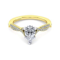 14K White-Yellow Gold Pear Shape Diamond Engagement Ring Surrey Vancouver Canada Langley Burnaby Richmond