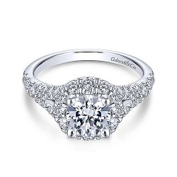 14K White Gold Round Halo Diamond Engagement Ring Surrey Vancouver Canada Langley Burnaby Richmond