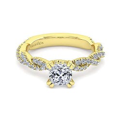 14K Yellow Gold Cushion Cut Diamond Engagement Ring Surrey Vancouver Canada Langley Burnaby Richmond