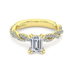 14K Yellow Gold Emerald Cut Diamond Engagement Ring Surrey Vancouver Canada Langley Burnaby Richmond