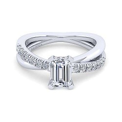 14K White Gold Emerald Cut Diamond Engagement Ring Surrey Vancouver Canada Langley Burnaby Richmond