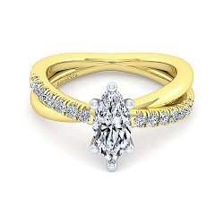 14K White-Yellow Gold Marquise Shape Diamond Engagement Ring Surrey Vancouver Canada Langley Burnaby Richmond