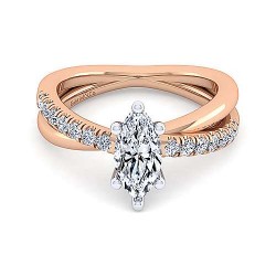 14K White-Rose Gold Marquise Shape Diamond Criss Cross Engagement Ring Surrey Vancouver Canada Langley Burnaby Richmond